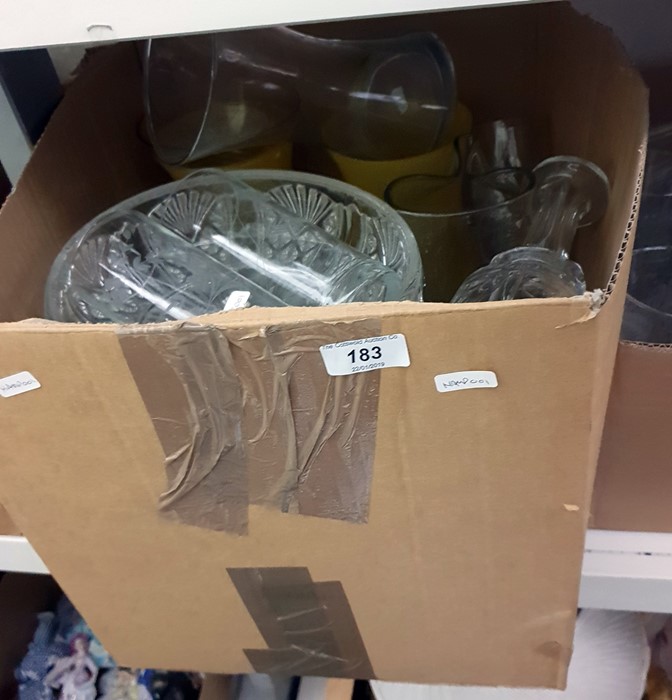 Three boxes of assorted glassware and metalware to include jugs, bowls, decanters, tumblers, - Image 2 of 2