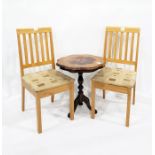 Oak rectangular top draw-leaf dining table on turned legs with a pair of beech splatback dining
