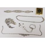 Quantity costume jewellery to include diamante necklaces, bracelet and brooch
