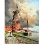 L Van Staaten Watercolour drawing "Mill at Zaandam", signed, 39cm x 29cm