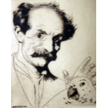 Horace Mann Livens (1860-1936) Drypoint print Self portrait with parrot, 22cm x 17cm