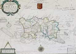 Reproduction map of Jersey, first published in 1694