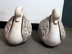 Pair of concrete swan-shaped planters (2)