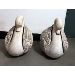 Pair of concrete swan-shaped planters (2)