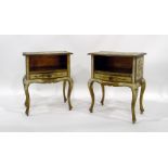 Pair of French painted bedside cabinets, 48cm wide (2)
