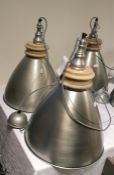 Pair of hanging ceiling lights with metal shades (2) (VAT payable on hammer)
