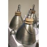 Pair of hanging ceiling lights with metal shades (2) (VAT payable on hammer)