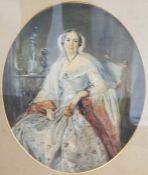 Jean Edouard Lacretelle (1817-1900) Pair Watercolour drawings Portrait of " Mrs John Alexander