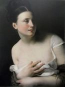 Large 20th century print on canvas Portrait of young lady in the 18th century manner, 160.5cm x 120