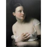 Large 20th century print on canvas Portrait of young lady in the 18th century manner, 160.5cm x 120