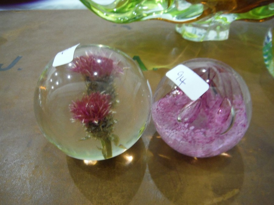 Chribska green and peach glass bowl, assorted paperweights to include Caithness 'Daydreams' example, - Image 7 of 14