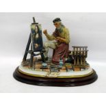 Capodimonte 'Leonardo Da Vinci' porcelain figure of painter painting the Mona Lisa, in artist's