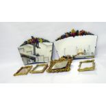 Pair of early 20th century barbola type mirrors and four various photograph frames (6)