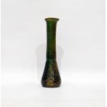 Green glass phial, possibly Roman, 14cm high