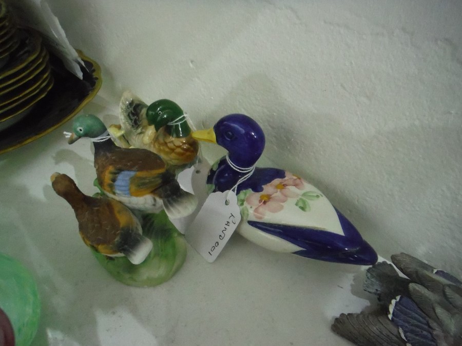 Assorted 20th century coloured glass vases, probably Caithness and four duck ornaments - Image 10 of 10