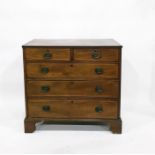 Georgian style mahogany chest of drawers with reeded edged top, two short and three long graduated