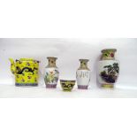Pair of 20th century Chinese ceramic vases, the bodies decorated with bird on foliate branch, with