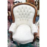Soft leather studded upholstered and mahogany fram