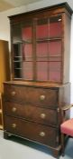 19th century glazed mahogany secretaire bookcase,