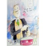 Tim Bulmer (20th Century) Two watercolours  "A Little Bit of Mind Over Matter!" and "Spot of Lust