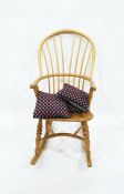 Beech framed high stickback elbow rocking chair