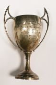 Silver presentation trophy cup for billiards, dated 1930 (damaged)