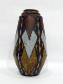 Henriot Quimper Rene Beauclair vase of Art Deco form, shape number 675 and design number 1360,