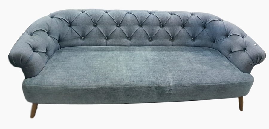 Modern deep button upholstered Chesterfield settee by The Designers Guild