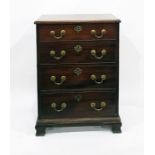 Georgian style mahogany chest of drawers with moulded edge top, four long graduated drawers with bra