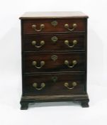 Georgian style mahogany chest of drawers with moulded edge top, four long graduated drawers with bra