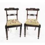 Set of six 19th century rosewood dining chairs with carved top and back rails, cane seat above