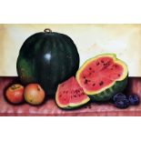 Large quantity of limited edition prints by F M Elliot, still life watermelon and fruit, all unframe