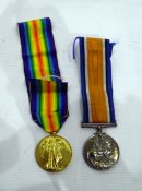 Two WWI medals including Great War Civilisation medal and the 1914-18 medal, both awarded to Pte J