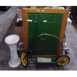Triang vintage scooter, Soccerette table football game, small quantity of record singles to include