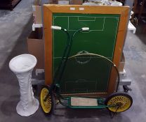 Triang vintage scooter, Soccerette table football game, small quantity of record singles to include