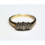 18ct gold three-stone diamond ring