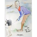 Tim Bulmer (20th Century) Three watercolours "Keep Your Eye on the Ball!", "The Boss and his