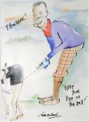 Tim Bulmer (20th Century) Three watercolours "Keep Your Eye on the Ball!", "The Boss and his