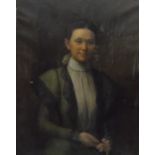 Late 19th century English School Oils on canvas Pair of portraits of lady and gentleman, the