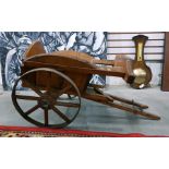 A wooden vintage  dog cart,  60cms in length including the shafts