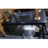 Black lacquer rectangular top dining table with pl