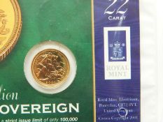 2001 gold half sovereign in presentation packet
