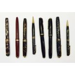 Seven Conway Stewart pens and pencils, including The Conway Stewart Pen, The Conway 22, Conway