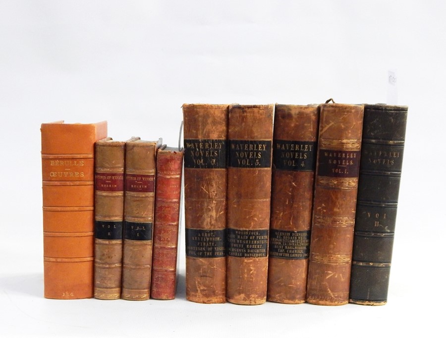 Quantity of fine bindings including full leather, marbled boards, half leather, etc