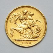 1896 Victorian gold sovereign