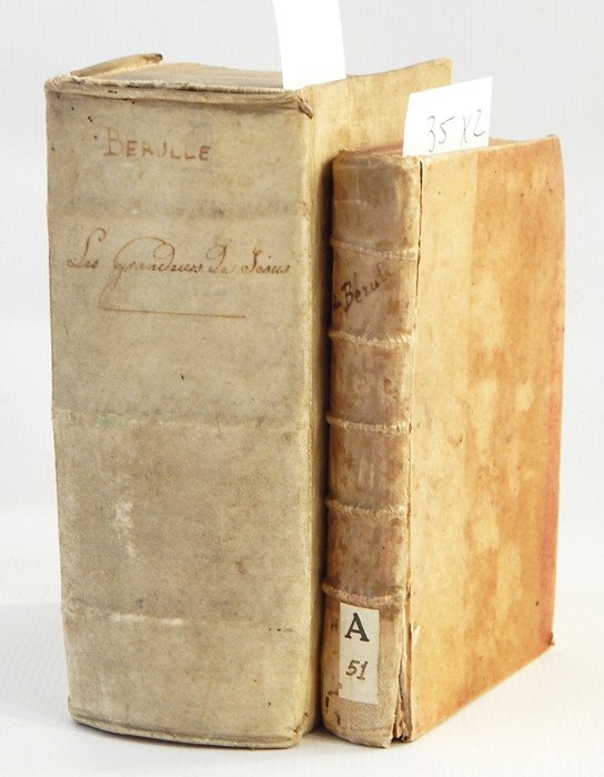 De Berulle "Discours de l'Etat et des Grandeurs de Jesus", Antoine Estienne 1623, vellum, 2 vols,