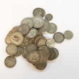 Large quantity of pre-1947 silver coinage, mainly comprising shillings and two shilling pieces