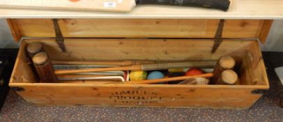 Jacques croquet set with brass-banded mallets