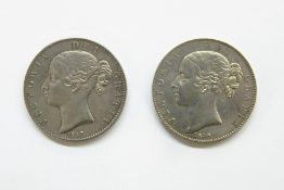 1845 YH and 1847 Y crown Please see the extra photo of the coin back.