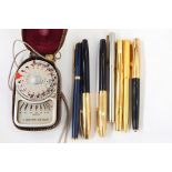 Sangamot Weston Master V light meter, two Scheaffer fountain pens and various further fountain and